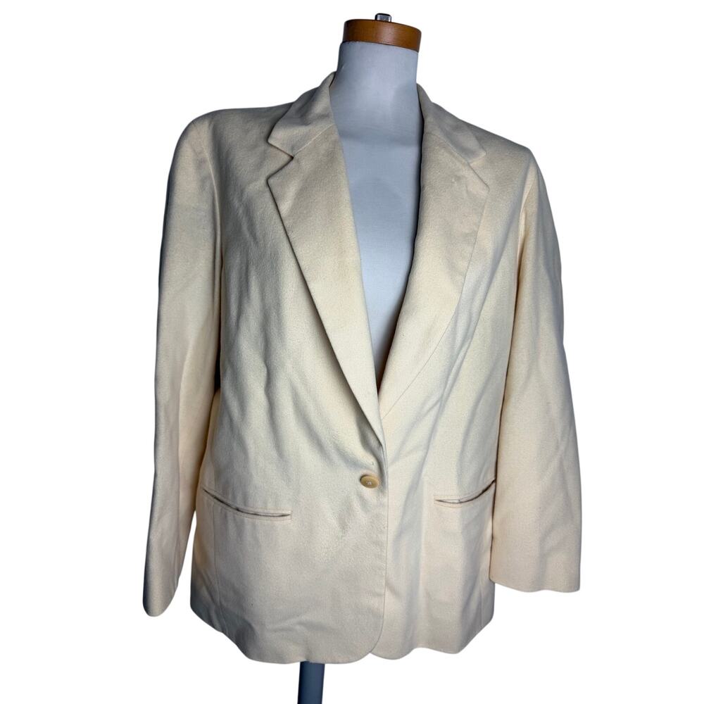 Vintage J.Crew Wool Cashmere Blazer Women’s 12 Cream Ivory Butter Yellow